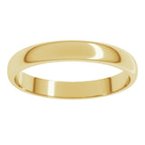 14K Yellow Gold 3 mm Lightweight Half Round Band Size 8