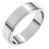 14K White Gold 5 mm Stepped-Edge Flat Band Size 10