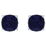 14K White Gold Lab-Grown Blue Sapphire Scroll Setting® Earrings