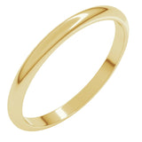10K Yellow Gold 2 mm Half Round Band Size 5.5