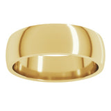 14K Yellow Gold 6 mm Lightweight Comfort-Fit Half Round Band Size 10.5
