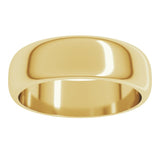 14K Yellow Gold 6 mm Half Round Band Size 11.5