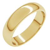 18K Yellow Gold 5 mm Half Round Band Size 9.5