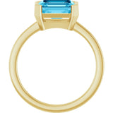 14K Yellow Gold Lab-Grown Aqua Sapphire Ring