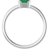 14K White Gold Lab-Grown Emerald Family Stackable Ring