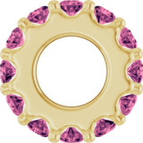 18K Yellow Gold-Plated Sterling Silver Natural Pink Tourmaline Spacer Charm/Pendant