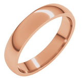 14K Rose Gold 4 mm Lightweight Comfort-Fit Half Round Band Size 12.5