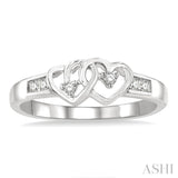 1/10 Ctw Twin Hearts Diamond Ring in 10K White Gold