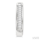 1/10 Ctw Baguette Cut Diamond Huggie Earrings in 14K White Gold