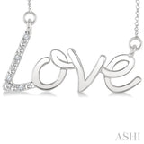 1/50 Ctw Single Cut Diamond Love Pendant with Chain in Sterling Silver