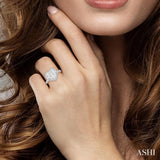 1 1/10 Ctw Round Diamond Lovebright Heart Halo Engagement Ring in 14K White and Rose Gold