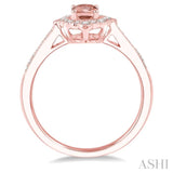 6x4 MM Oval Shape Morganite and 1/5 Ctw Round Cut Diamond Semi-Precious Ring in 10K Rose Gold