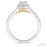 1/3 Ctw Round Diamond Lovebright Oval Shape Halo Engagement Ring in 14K White and Yellow Gold