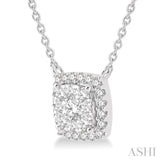 1/2 Ctw Cushion Shape Lovebright Diamond Pendant With Chain in 14K White Gold