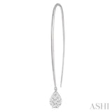 1/2 Ctw Pear Shape Dangler Lovebright Round Cut Diamond Earring in 14K White Gold