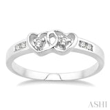 1/10 Ctw Round Cut Diamond Twin Heart Ring in Sterling Silver
