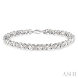 1/10 Ctw 'X' and Heart Shape Round Cut Diamond Bracelet in Sterling Silver