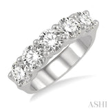 2 1/2 Ctw 5 Stone Round Cut Diamond Wedding Band in 14K White Gold