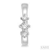 1/6 Ctw Three Stone Round Cut Diamond Huggie Petite Earrings in 10K White Gold