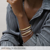 14K White 4 mm Half Round Bangle 7 1/2" Bracelet