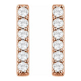 14K Rose 1/10 CTW Natural Diamond Bar Earrings