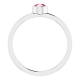 14K White 4 mm Natural Pink Tourmaline Ring