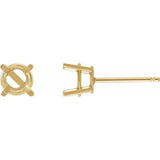 14K Yellow 4 mm Lab-Grown Emerald Stud Earrings