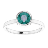 Rhodium-Plated Sterling Silver 6 mm Imitation Alexandrite Ring
