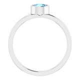 Rhodium-Plated Sterling Silver 5 mm Imitation Aquamarine Ring