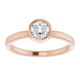 14K Rose 5 mm Natural White Sapphire Ring