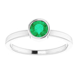 14K White 5 mm Lab-Grown Emerald Ring