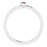 14K White 3 mm Natural Mozambique Garnet Ring