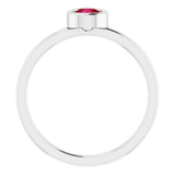 Platinum 4.5 mm Natural Ruby Ring
