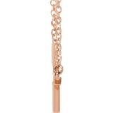 14K Rose 17x9 mm Sideways Cross 16-18" Necklace
