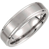 Tungsten 6 mm Stepped-Edge Inlay Comfort-Fit Band  Size 7