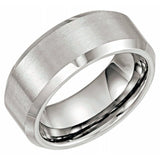Tungsten 8 mm Beveled-Edge Comfort-Fit Band Size 12