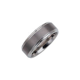 Tungsten 8 mm Stepped-Edge Inlay Comfort-Fit Band  Size 7