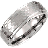 Tungsten 8 mm Stepped-Edge Comfort-Fit Flat Band Size 12