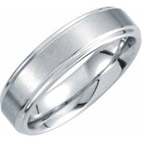 White Tungsten 6 mm Stepped-Edge Inlay Comfort-Fit Band  Size 8.5