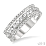3/4 Ctw Split Triple Band Round Cut Diamond Fashion Band in 14K White Gold