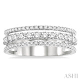 3/4 Ctw Split Triple Band Round Cut Diamond Fashion Band in 14K White Gold