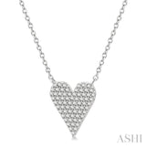 1/4 Ctw Heart Charm Round Cut Diamond Fashion Pendant With Chain in 10K White Gold