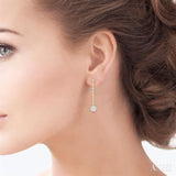 3/4 Ctw Tri-Section Lovebright Round Cut Diamond Bar Link Earrings in 14K Yellow and White Gold