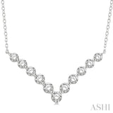 3/4 Ctw Round Cut Diamond Chevron Necklace in 14K White Gold