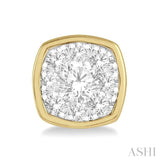 1/3 Ctw Cushion Shape Round Cut Diamond Lovebright Bezel Stud Earring in 14K Yellow and White Gold