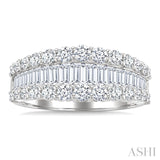 1 5/8 Ctw Baguette and Round Cut Diamond Fashion Band in 14K White Gold