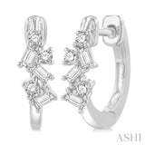 1/4 Ctw Petite Fusion Scatter Baguette and Round Cut Diamond Fashion Huggies in 14K White Gold