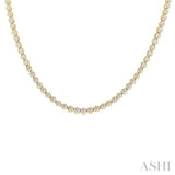 7 Ctw Illusion Round Cut Diamond Eternity Tennis Necklace in 14K Yellow Gold