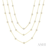 10 Ctw Bezel Set Round Cut Diamond 60-Inch Long Station Necklace in 14K Yellow Gold