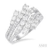 1 1/2 Ctw Triple Split Wide Bypass Round Cut Diamond Fashion Ring in 14K White Gold